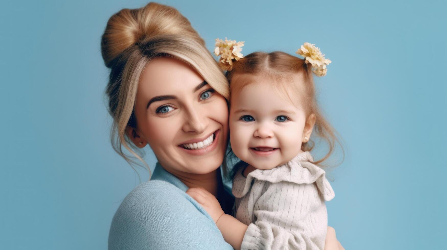 Happy woman and girl. Illustration photo