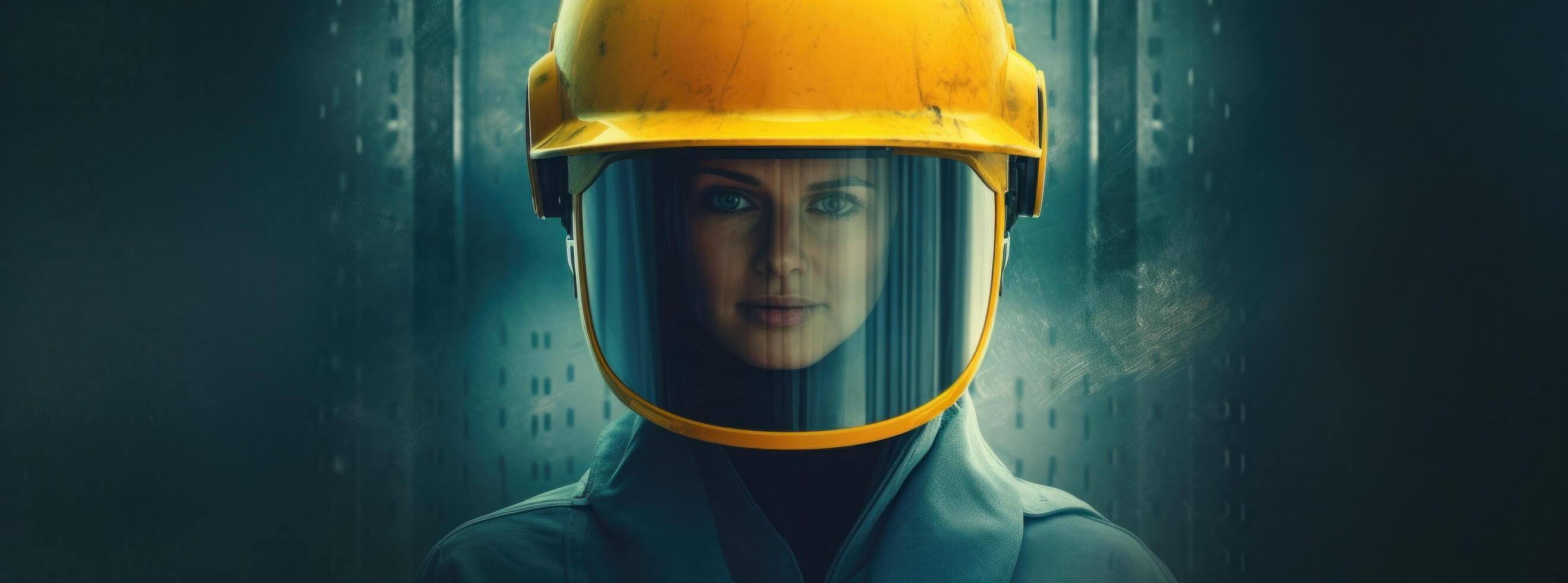 Industrial engineer in a yellow protective helmet. Illustration photo