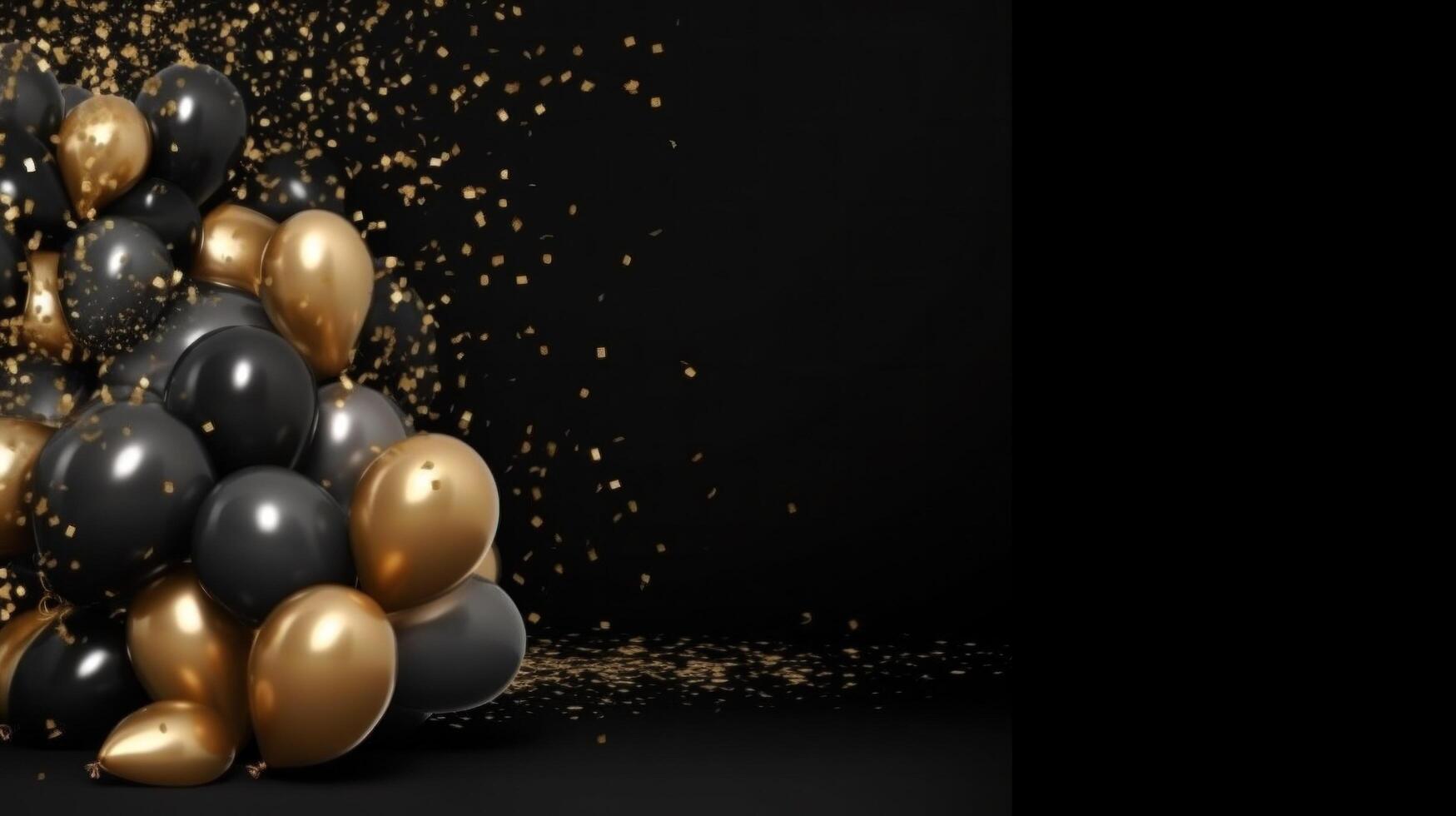 Holiday black background with balloons. Illustration photo