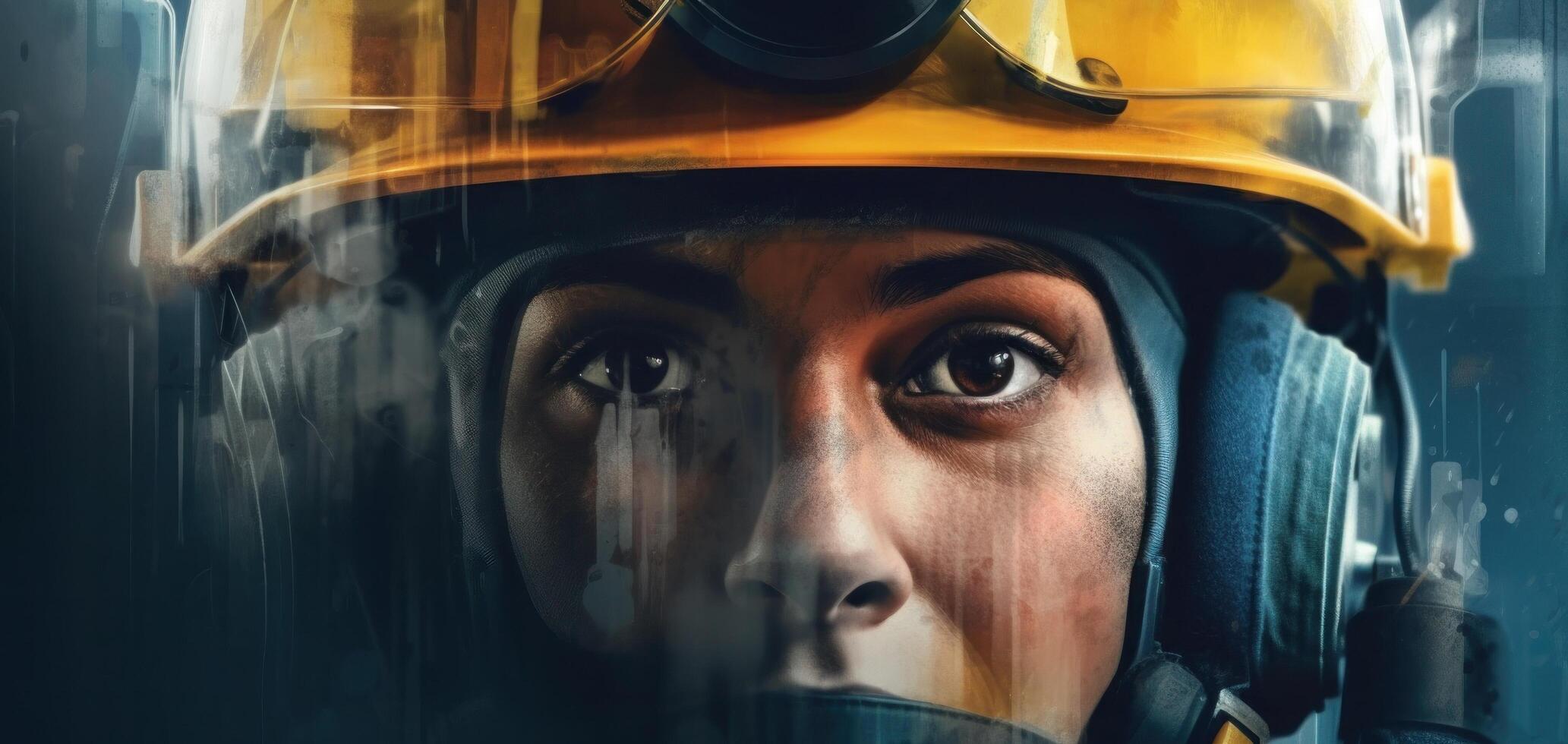industrial ingeniero en un amarillo protector casco. ilustración ai generativo foto