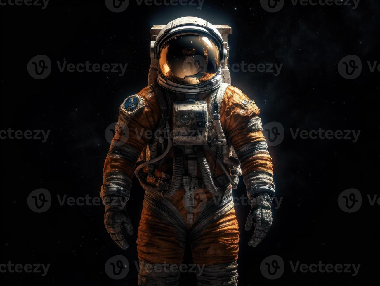 Astronaut in spacesuit against the background of the night sky Created with technology photo