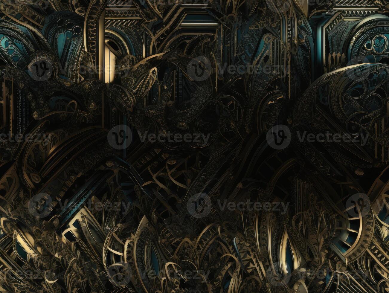 Dark black and gold Geometric grid background Modern dark abstract texture Created with technology. photo