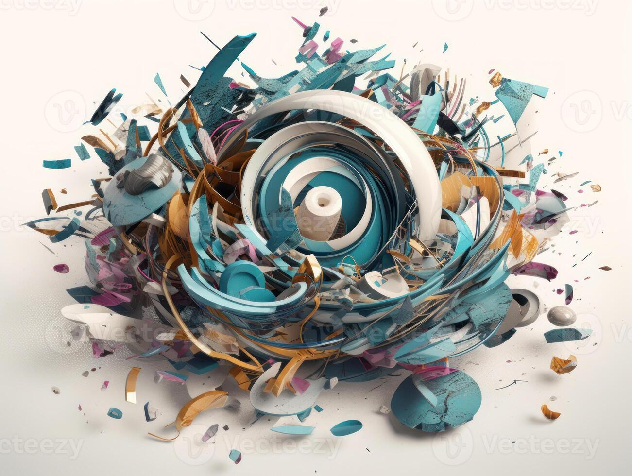 Composition with abstract geometric shapes and primitives Modern Art created with technology photo
