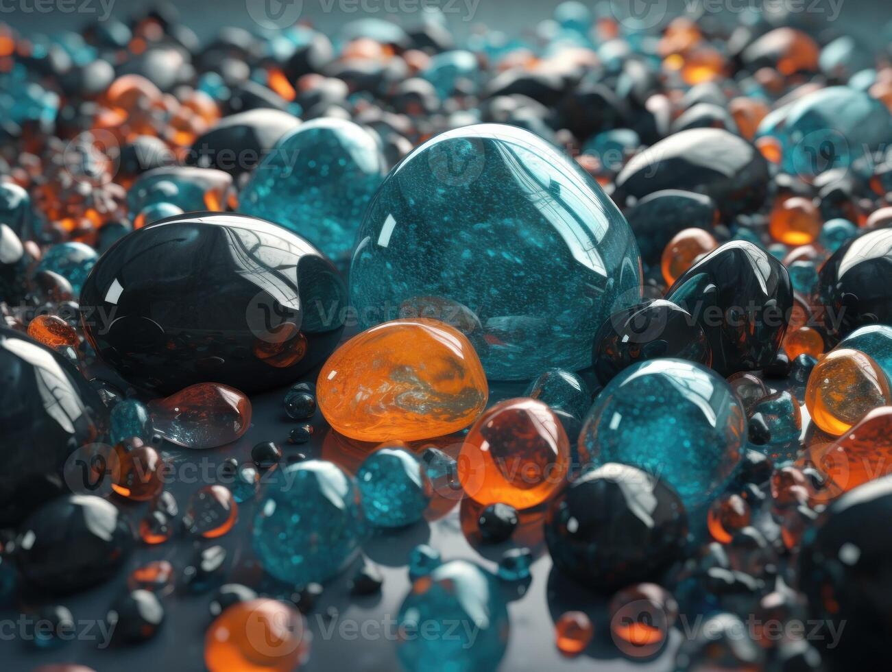Translucent glass Stones and pebbles Abstract background with geometric shapes created with technology. photo