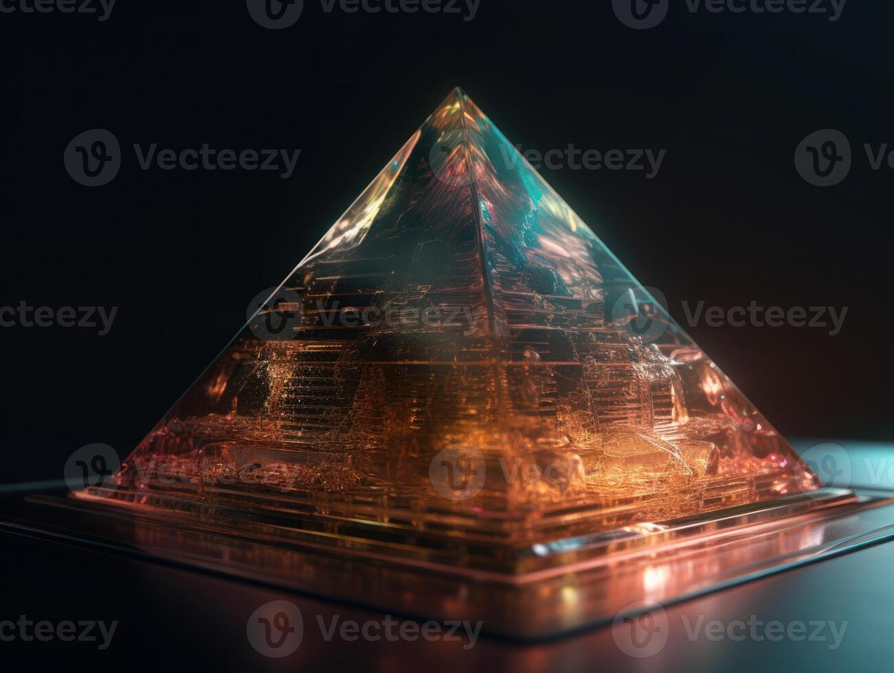 Futuristic abstract pyramid geometric background created with technology photo