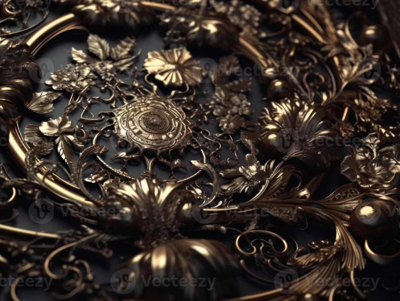 Royal vintage Victorian Gothic background Rococo venzel and whorl created with technology. photo