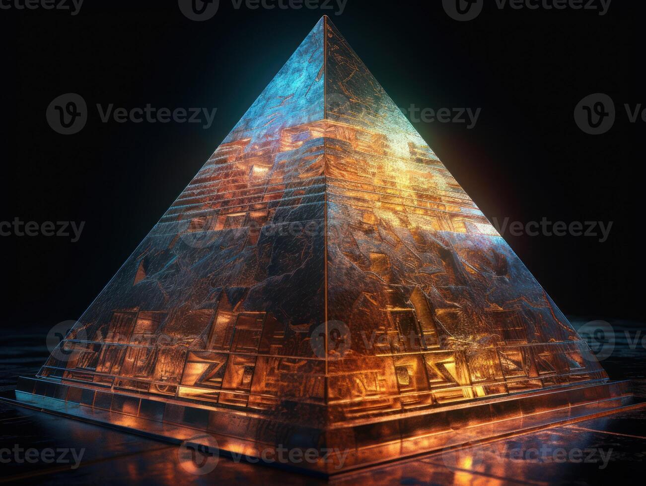 Futuristic abstract pyramid geometric background created with technology photo