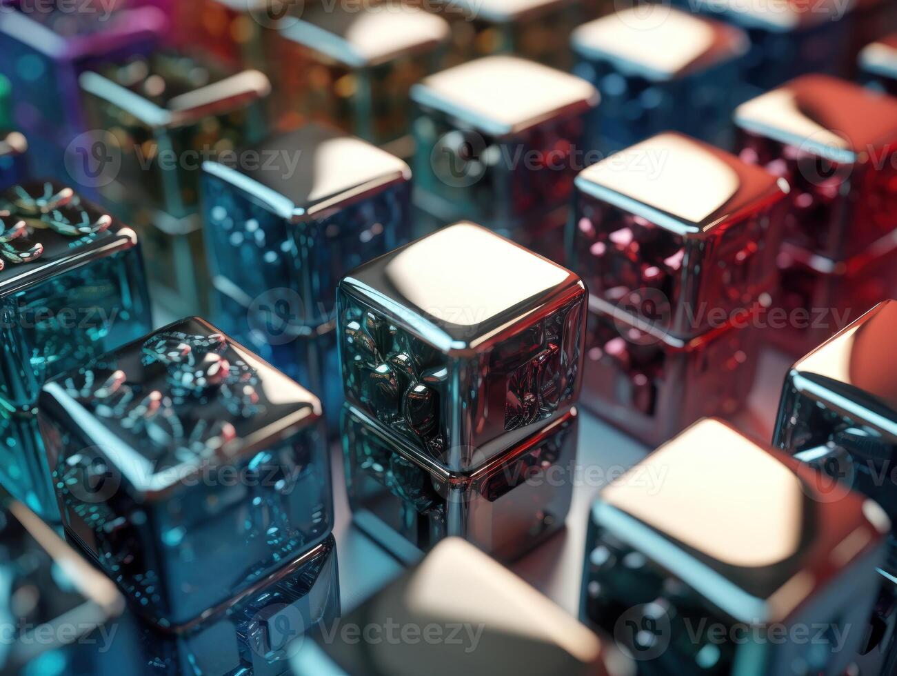 Futuristic glass cubes background Abstract geometric mosaic grid Square tiles pattern technology photo