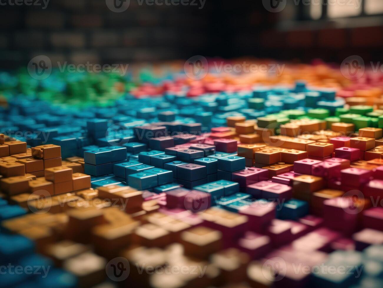 Futuristic plastic cubes background Abstract geometric mosaic grid Square tiles pattern technology photo