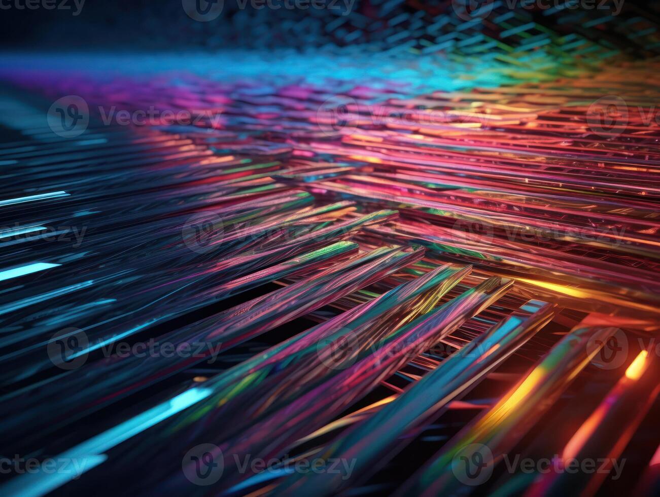 Neon lights diagonal lines on dark background Created with technology photo