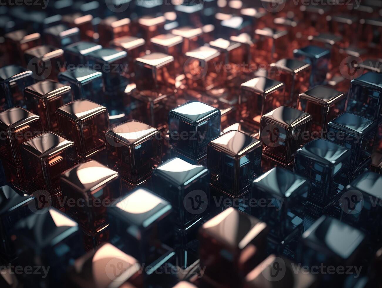 Futuristic metallic cubes background Abstract geometric mosaic grid Square tiles pattern technology photo