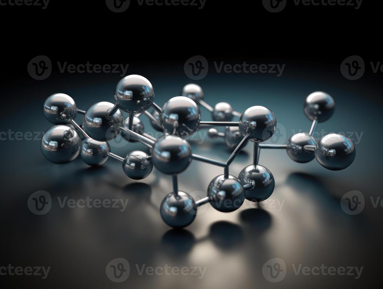 Abstract molecule model on dark background Created with technology. photo