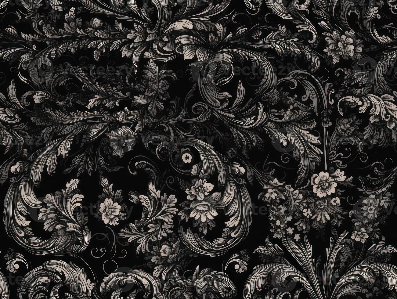 Seamless pattern Royal vintage Victorian Gothic background Rococo venzel and whorl created with technology. photo