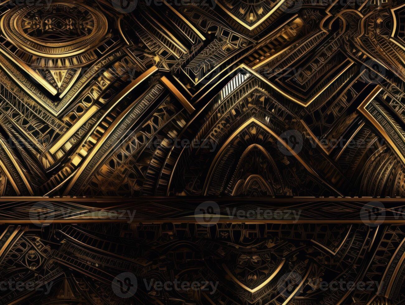 Dark black and gold Geometric grid background Modern dark abstract texture Created with technology. photo