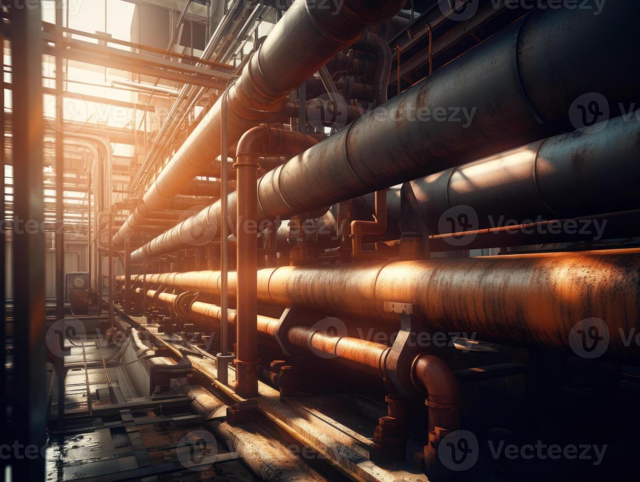 Industrial background Steel pipelines and valves Created with technology photo