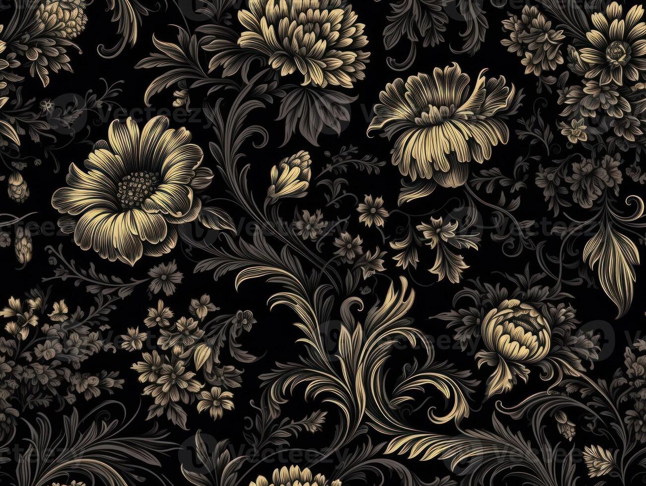 Seamless pattern Royal vintage Victorian Gothic background Rococo venzel and whorl created with technology. photo