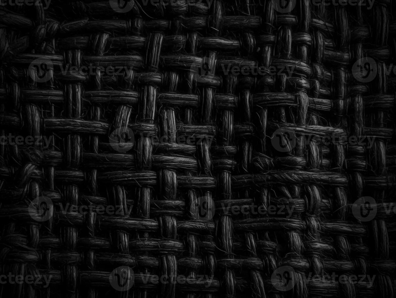 Dark black Abstract woven mat texture. Wickerwork background created with technology photo