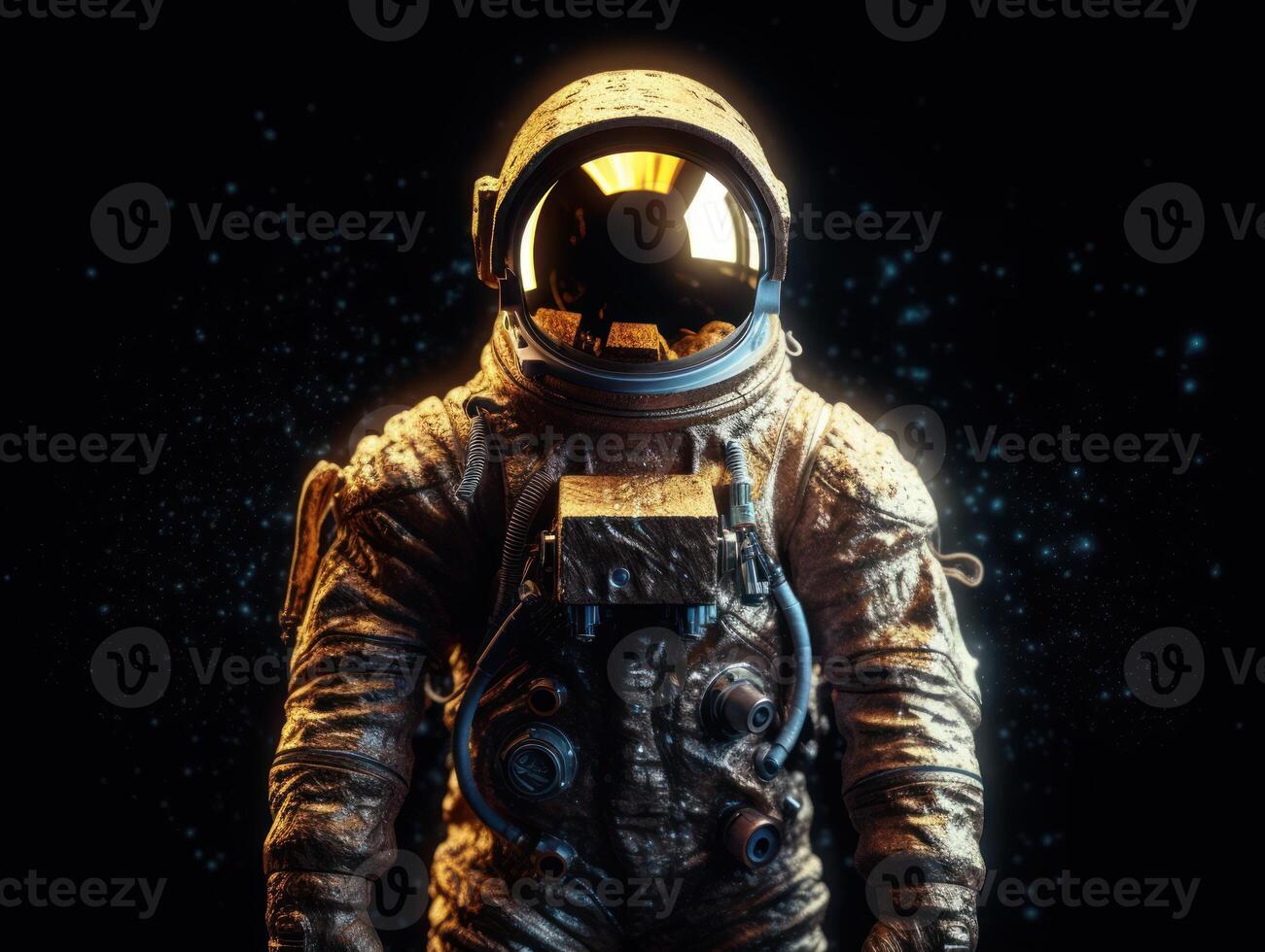 Astronaut in spacesuit against the background of the night sky Created with technology photo