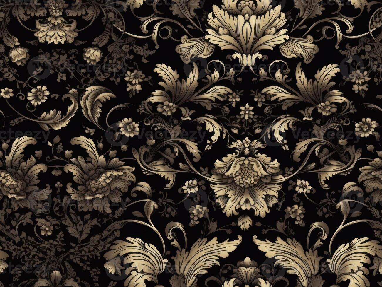 Seamless pattern Royal vintage Victorian Gothic background Rococo venzel and whorl created with technology. photo