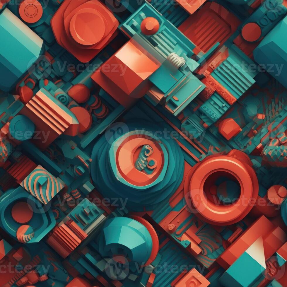 Colorful seamless geometric pattern created with technology photo