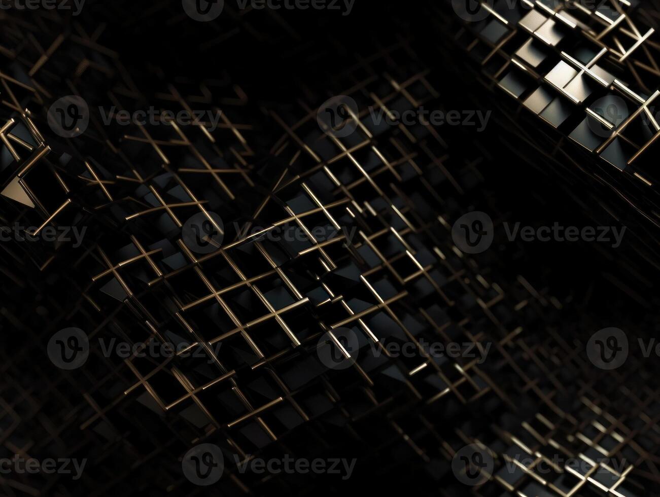 Dark black and gold Geometric grid background Modern dark abstract texture Created with technology. photo