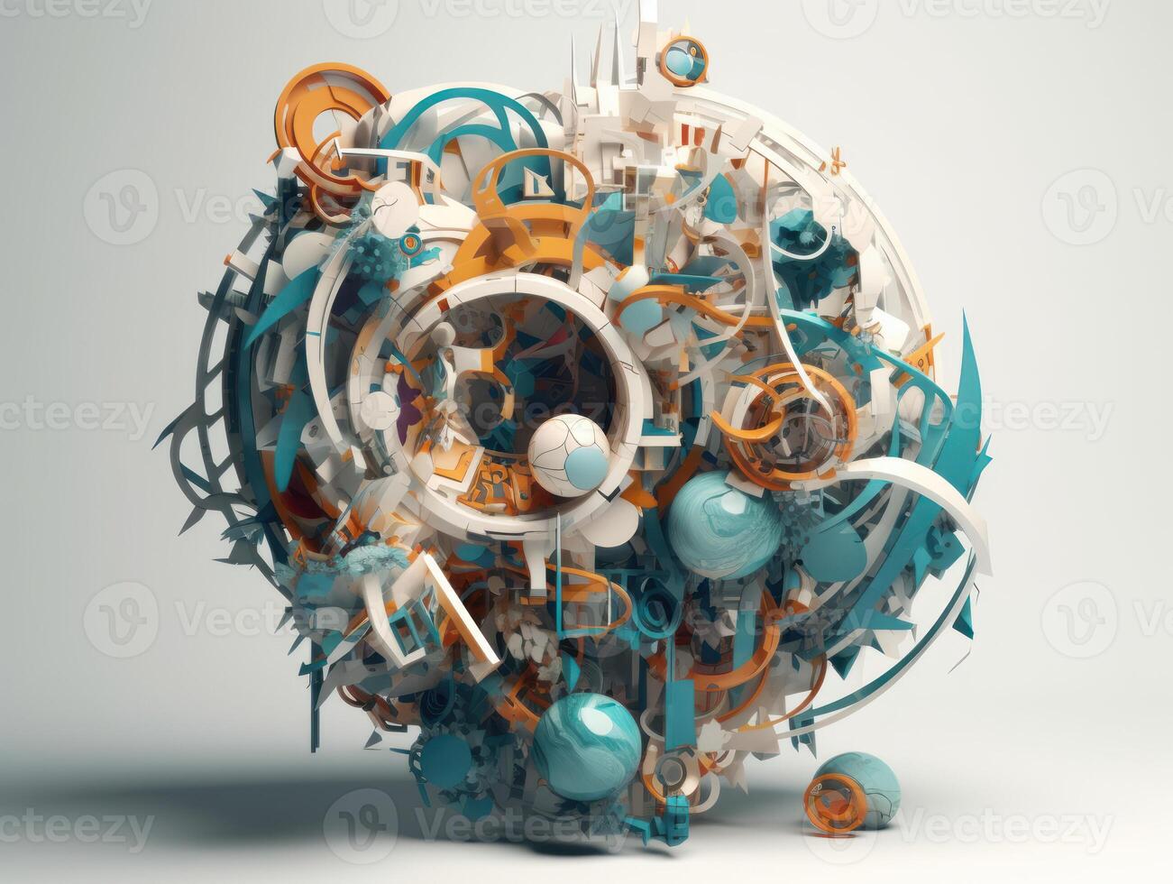 Composition with abstract geometric shapes and primitives Modern Art created with technology photo
