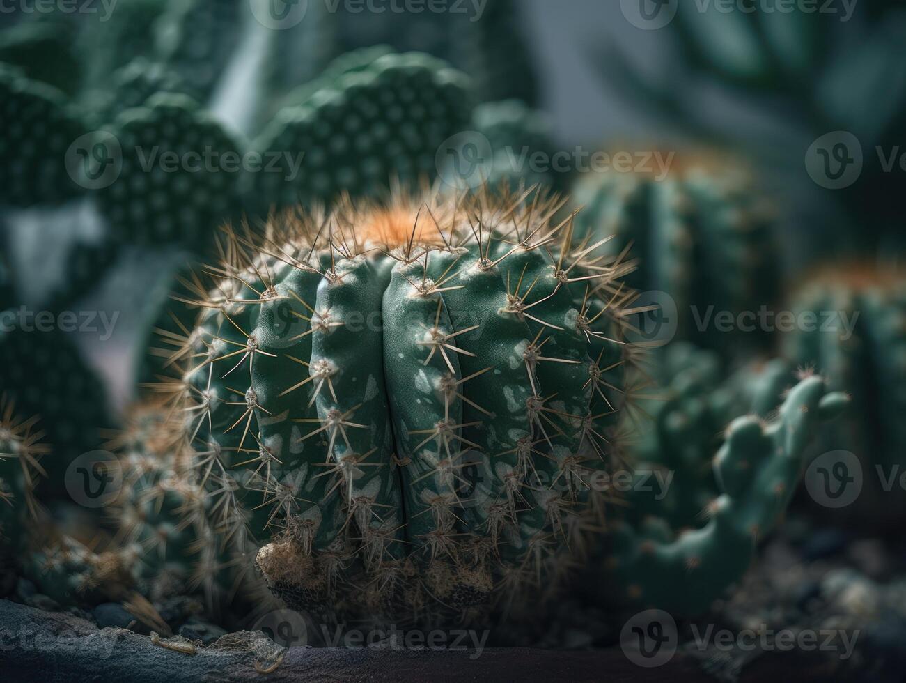 miniatura hogar flores suculentas y cactus en el jardín creado con generativo ai tecnología foto