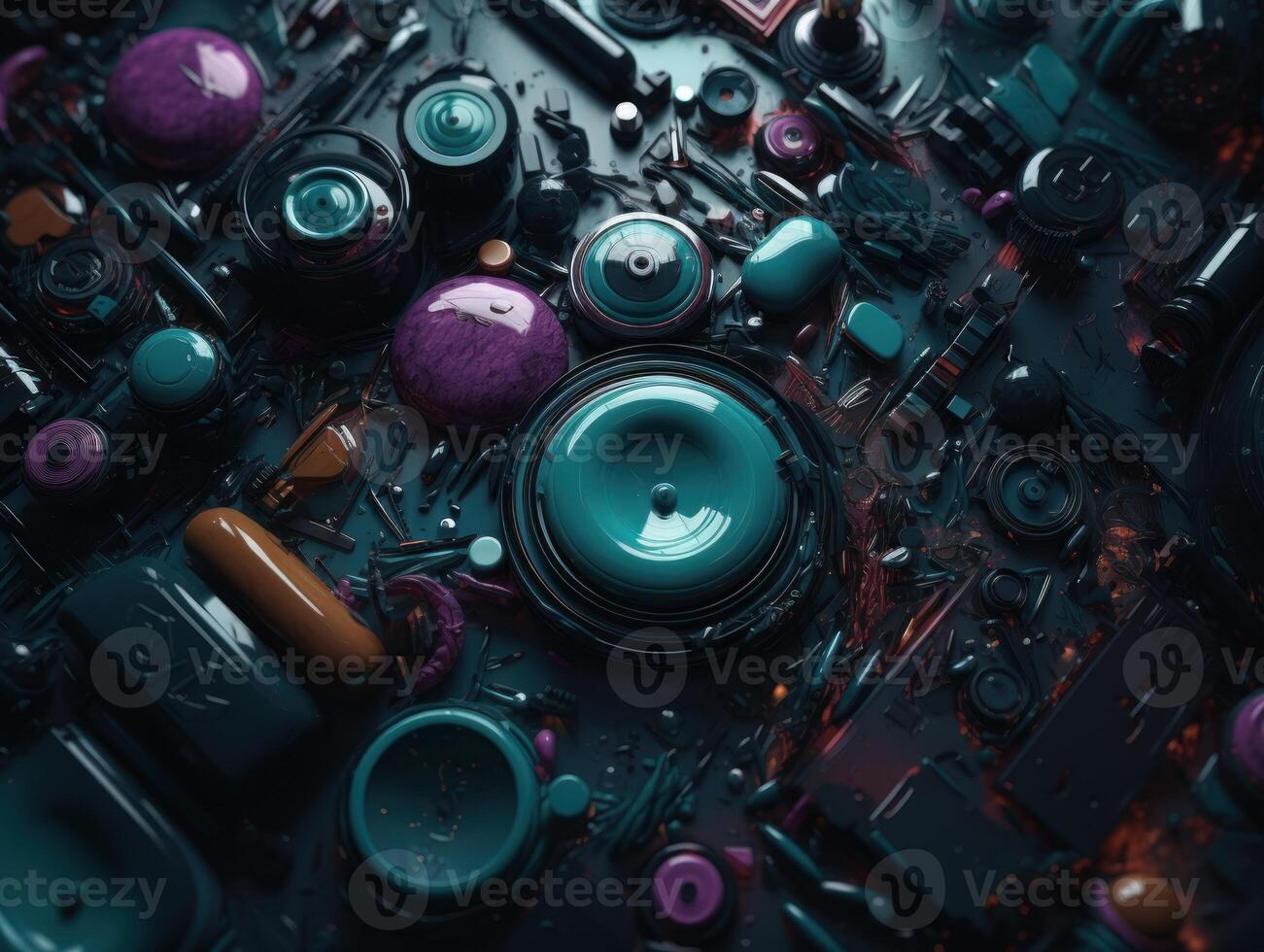Composition with abstract geometric shapes and primitives Modern background created with technology photo