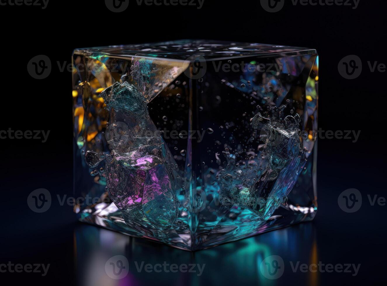 Futuristic glass cube background technology. photo