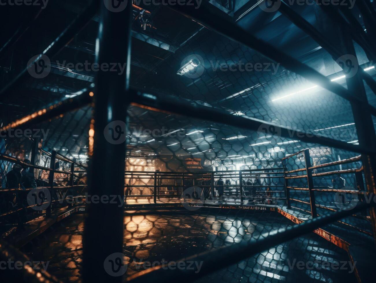 In the fighting cage Interior view of sport arena Created with technology. photo