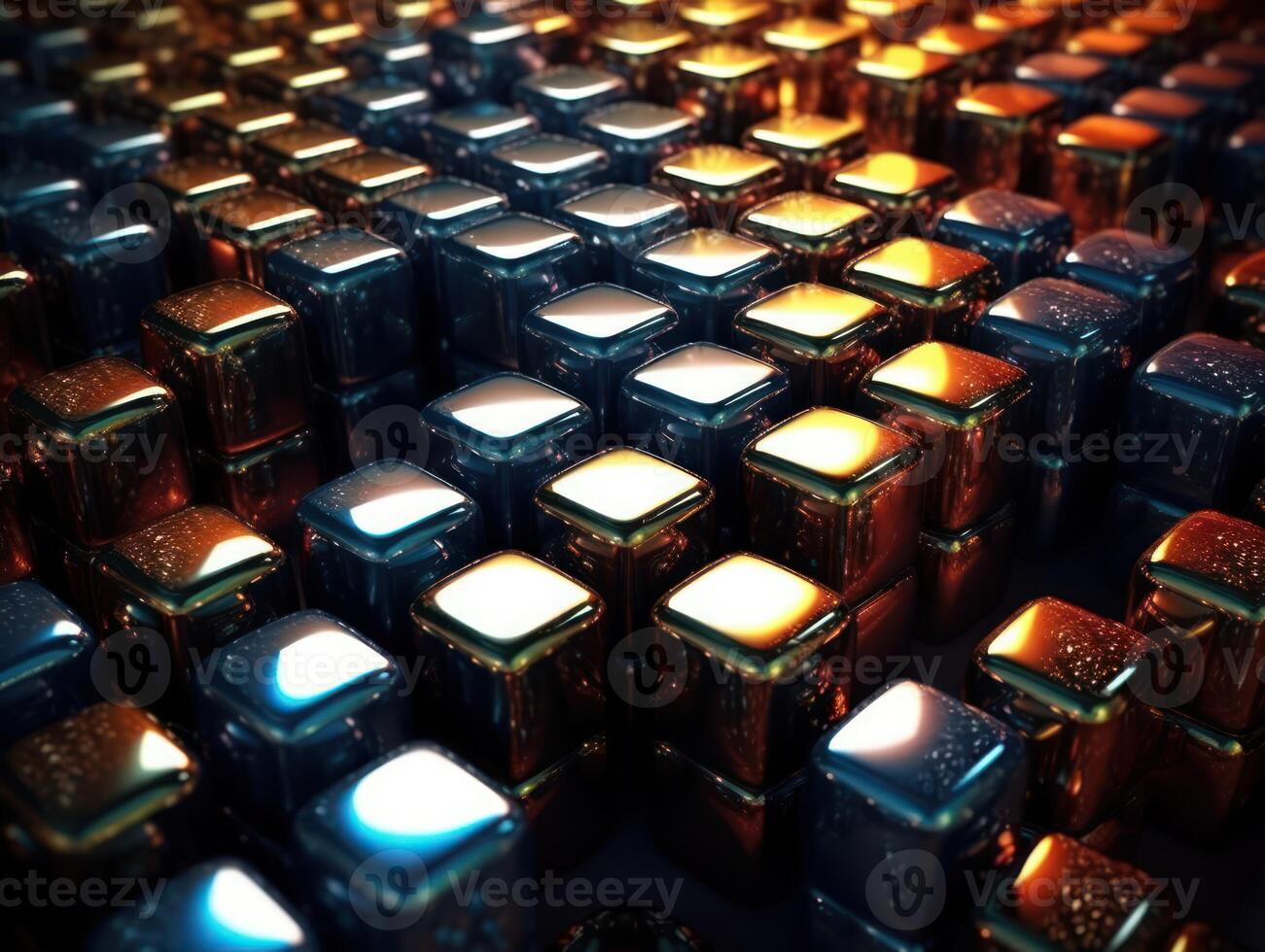 Futuristic metallic cubes background Abstract geometric mosaic grid Square tiles pattern technology photo
