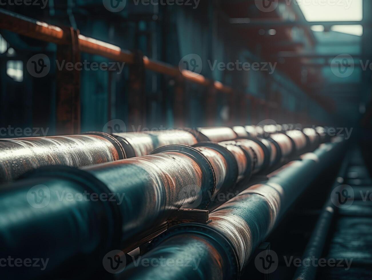 Industrial background Steel pipelines and valves Created with technology photo