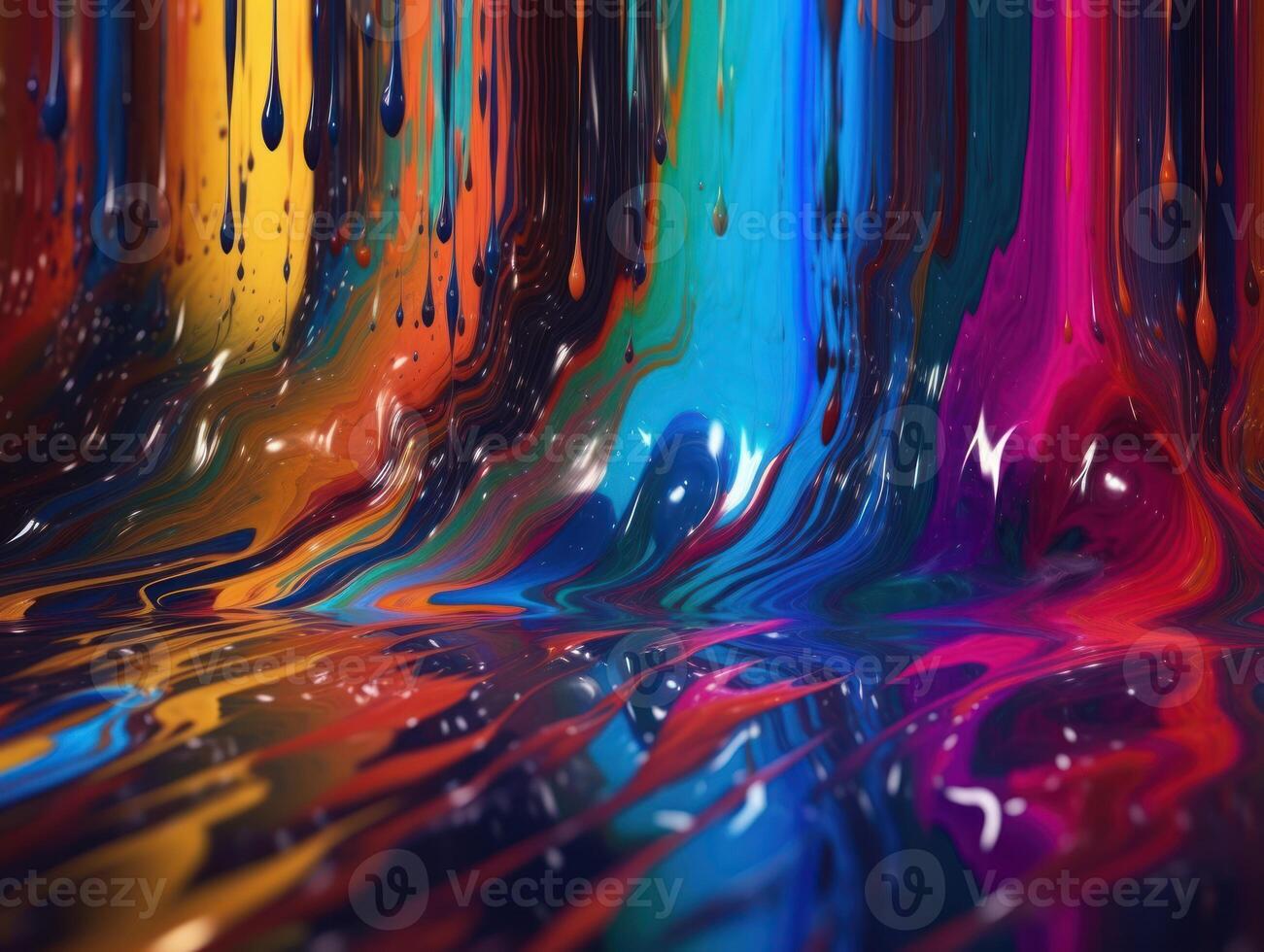 Neon lights Chromatic Holographic liquid dynamic shapes on dark background Created with technology. photo