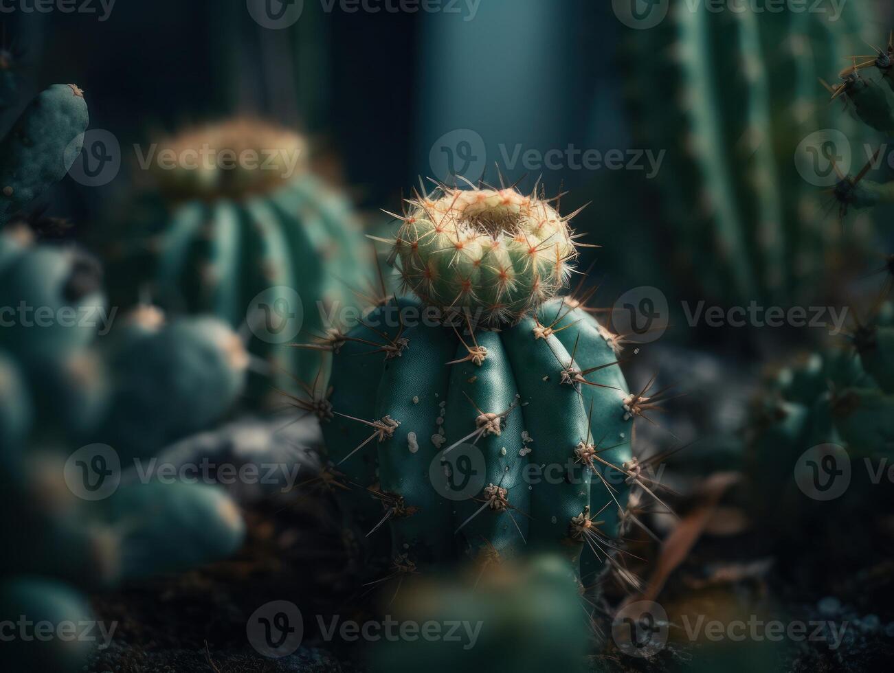 Miniature home flowers succulents and cactus in the garden Created with technology photo