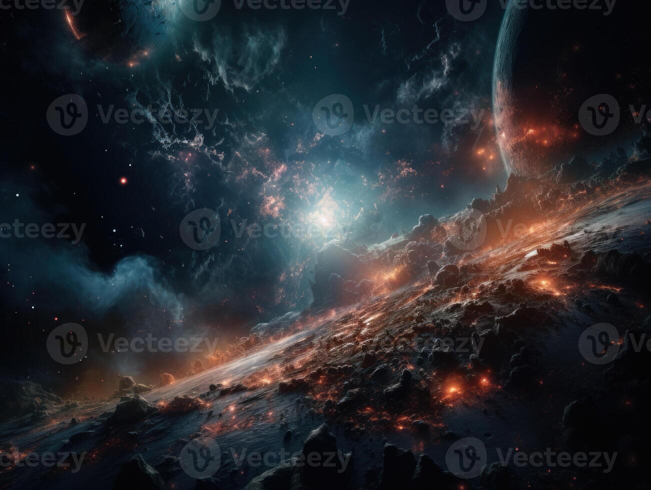 Night sky Universe filled with stars and nebula Galaxy abstract cosmos background. photo