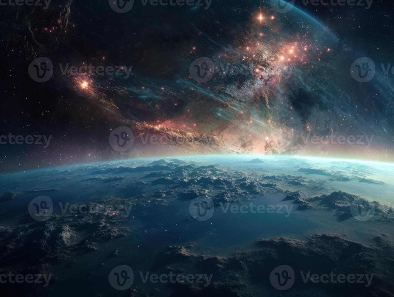 Night sky Universe filled with stars and nebula Galaxy abstract cosmos background. photo