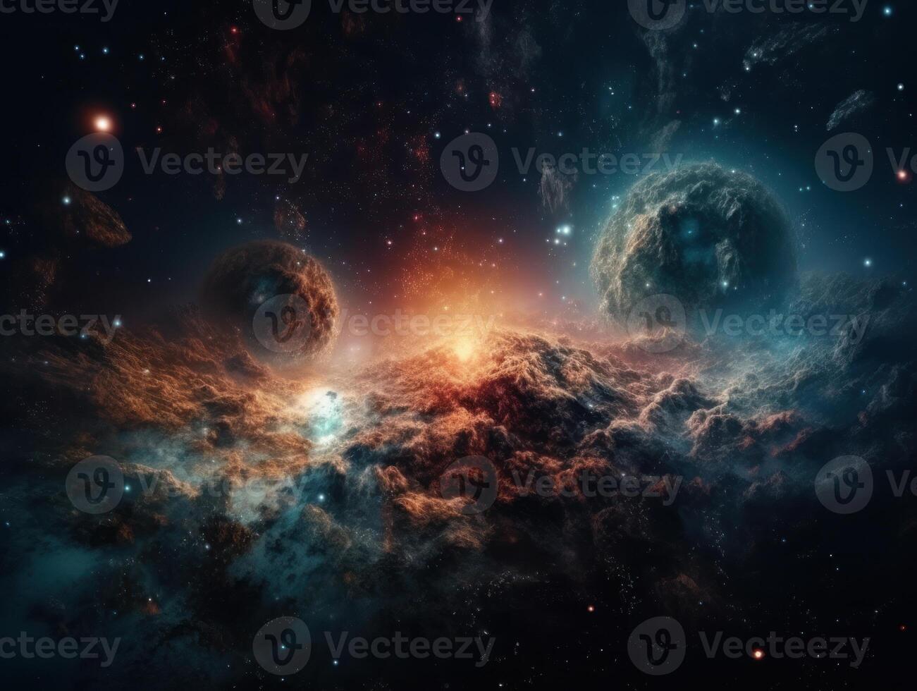 Night sky Universe filled with stars and nebula Galaxy abstract cosmos background. photo