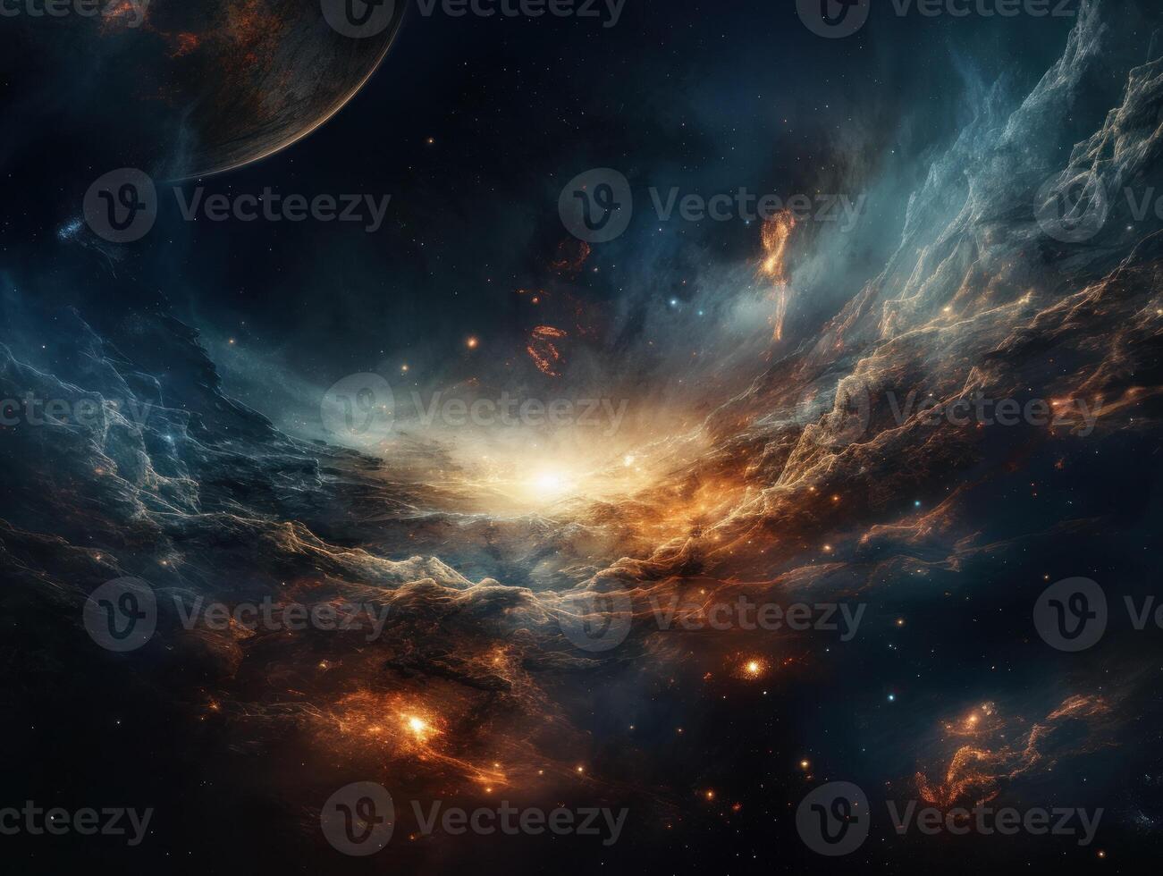 Night sky Universe filled with stars and nebula Galaxy abstract cosmos background. photo