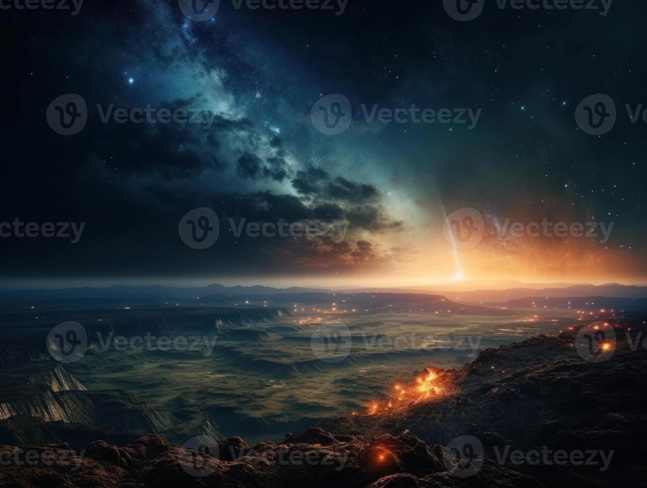 Night sky Universe filled with stars and nebula Galaxy abstract cosmos background. photo