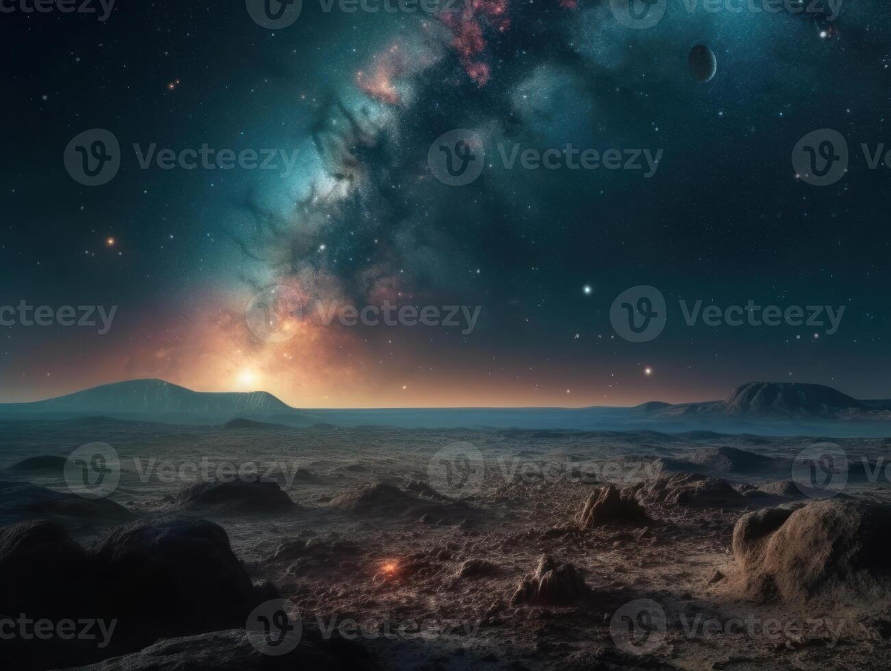 Night sky Universe filled with stars and nebula Galaxy abstract cosmos background. photo