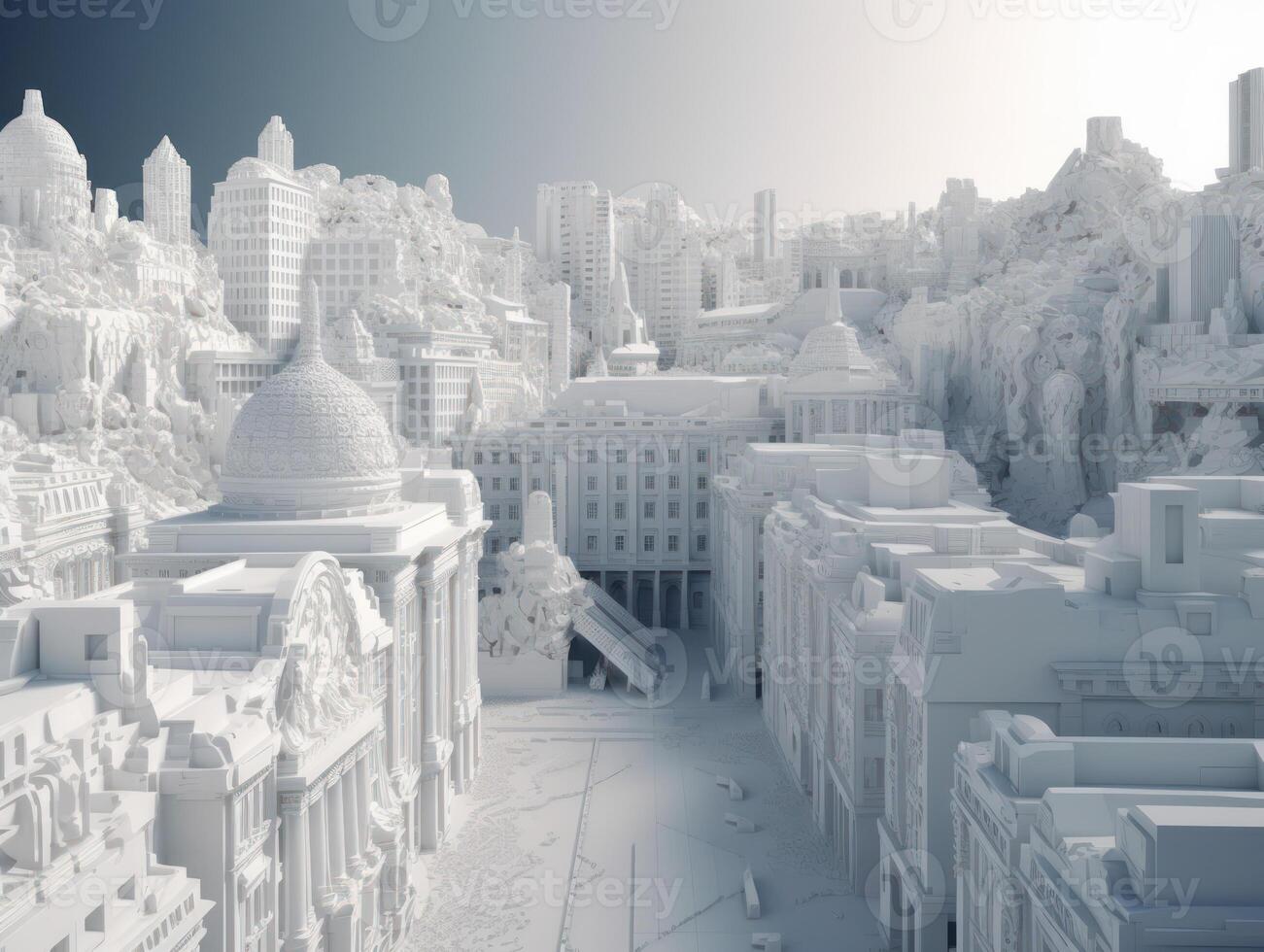 Futuristic white city landscape cityscape background Created with technology. photo