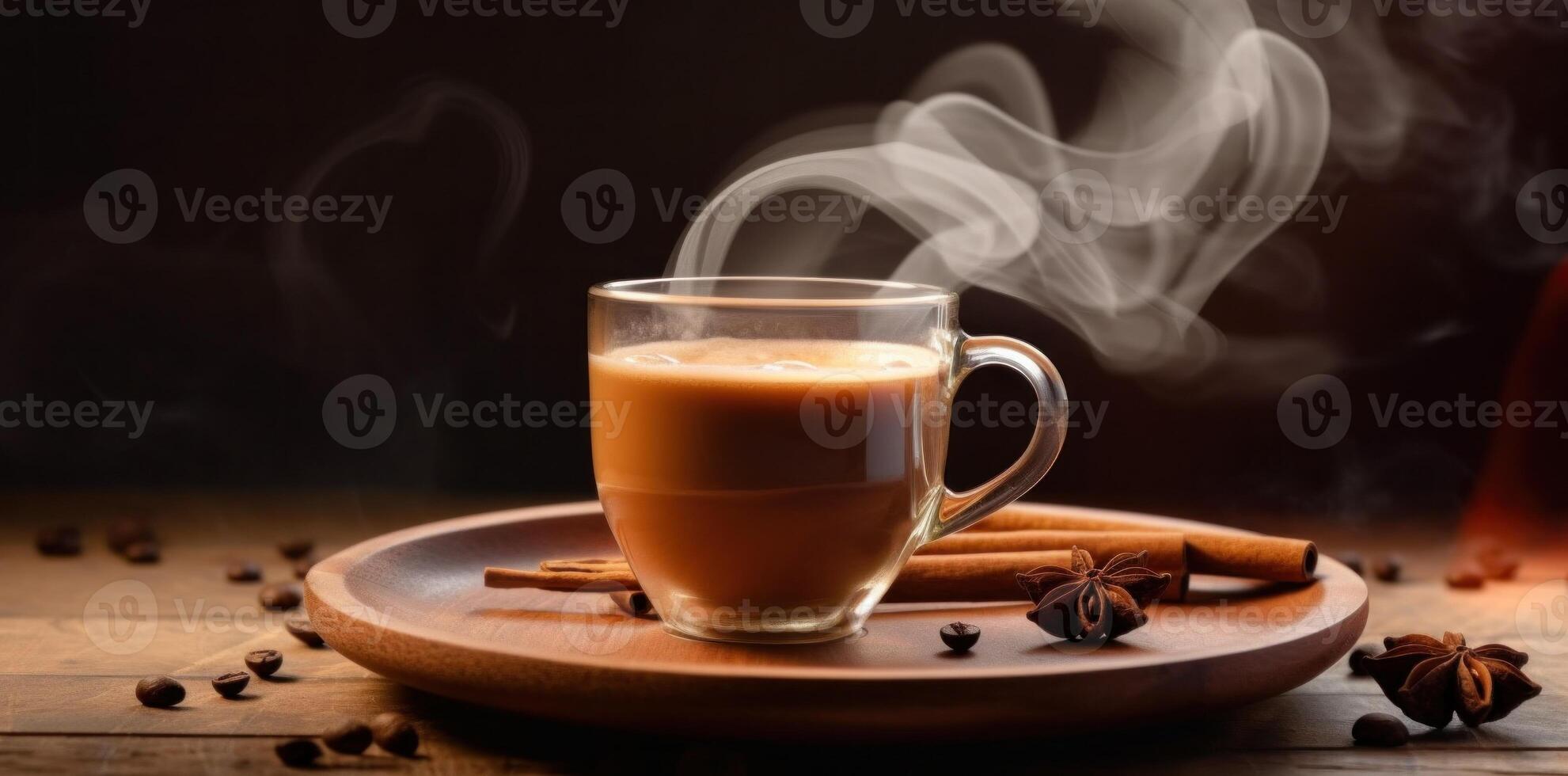 A cup of coffee with smell. Illustration photo