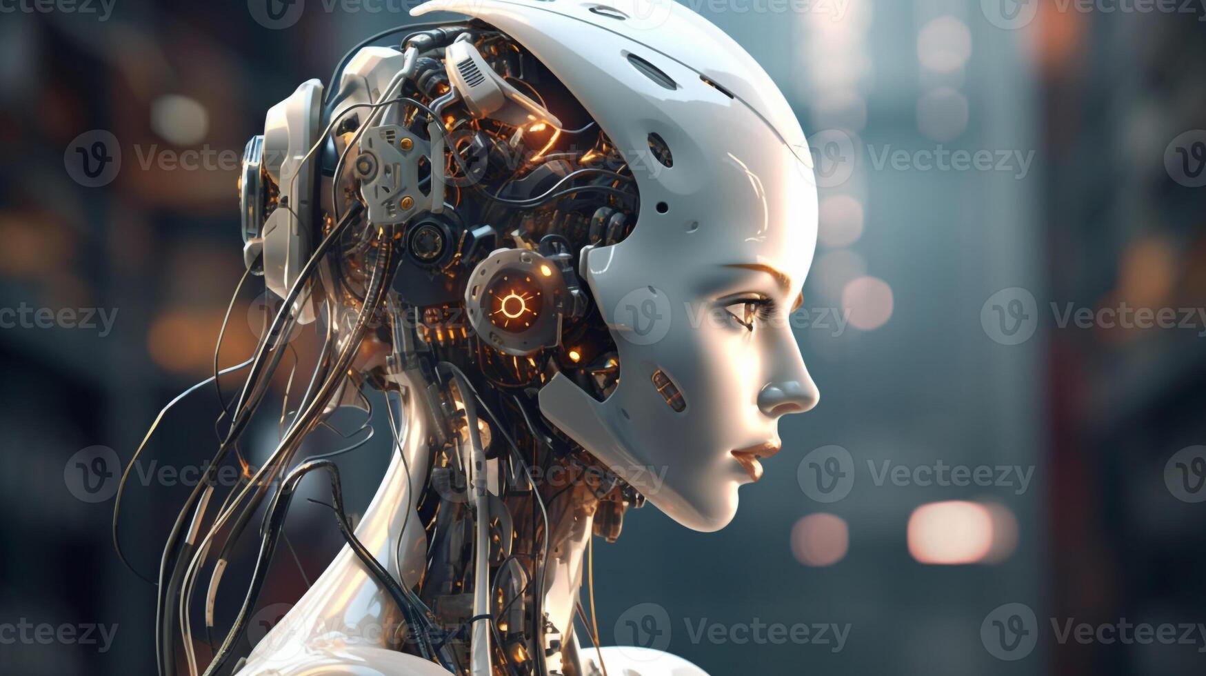 Woman Robot Chat GPT Artificial Intelligence chat bot by Open AI. Futuristic high technology in future, photo