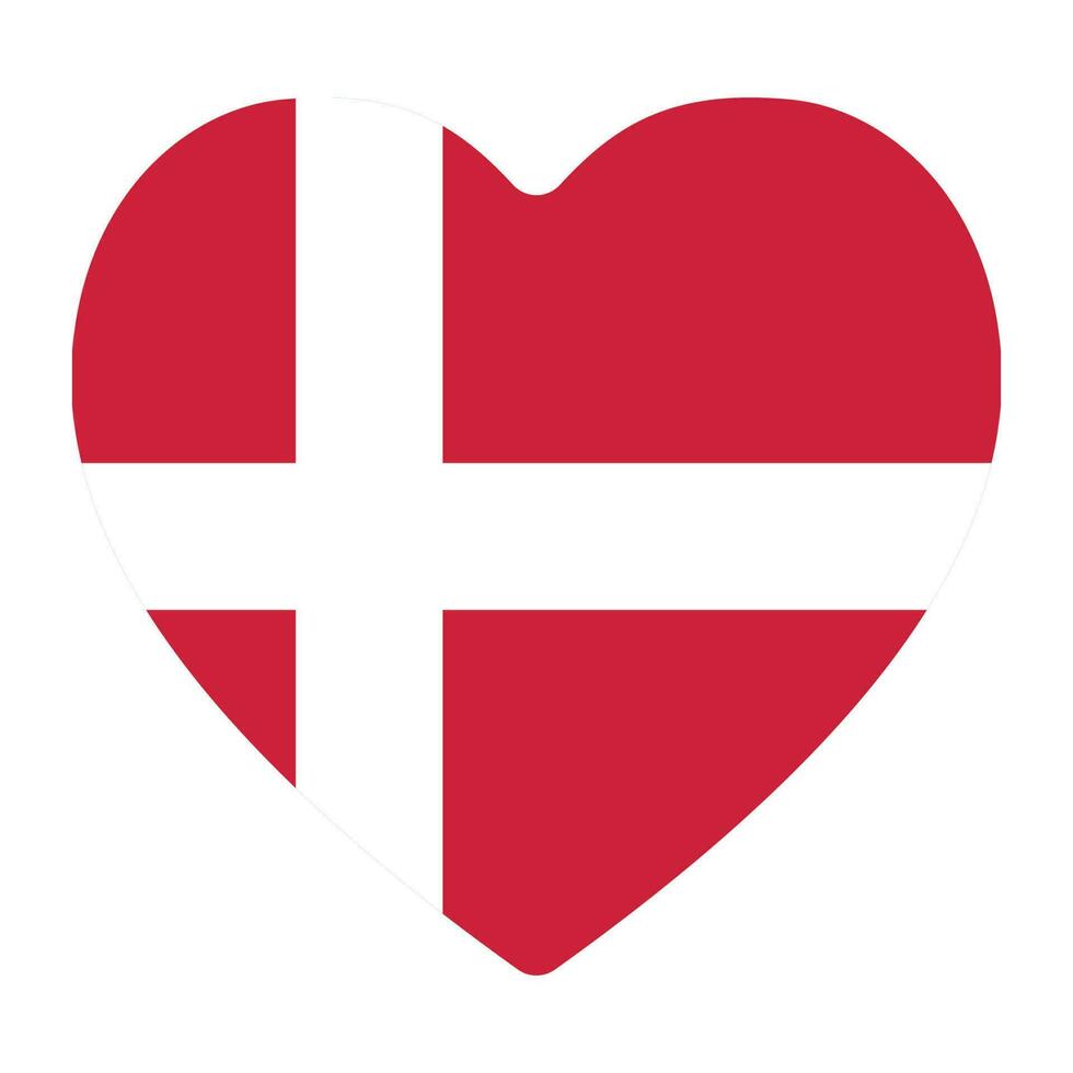 Flag of Denmark. Danish Flag in heart shapee vector