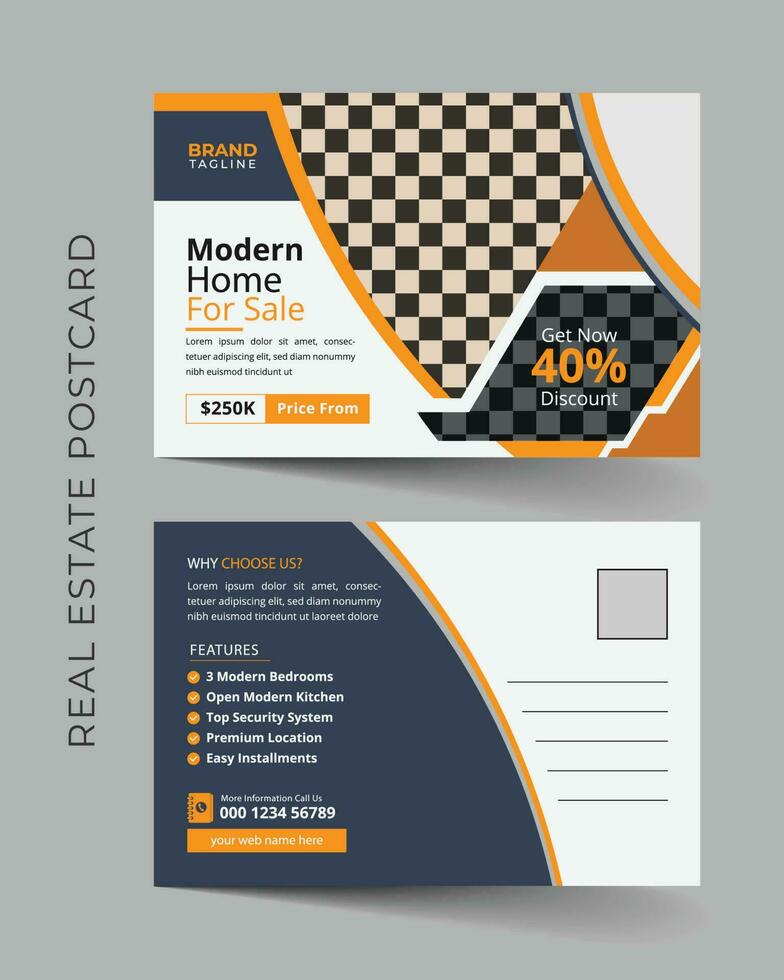 Corporate real estate postcard template design in vector