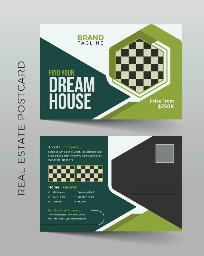 Corporate real estate postcard template design in vector