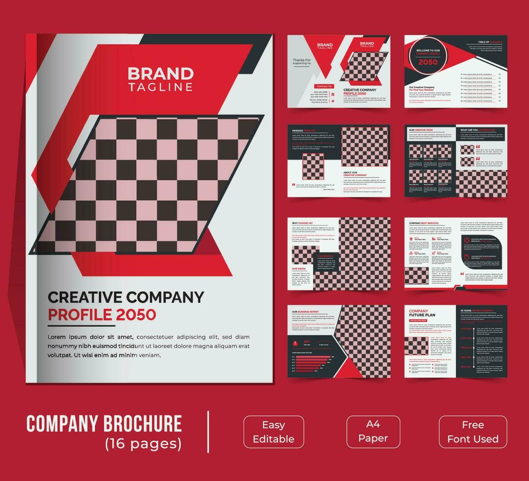 16 pages bifold company profile template design vector