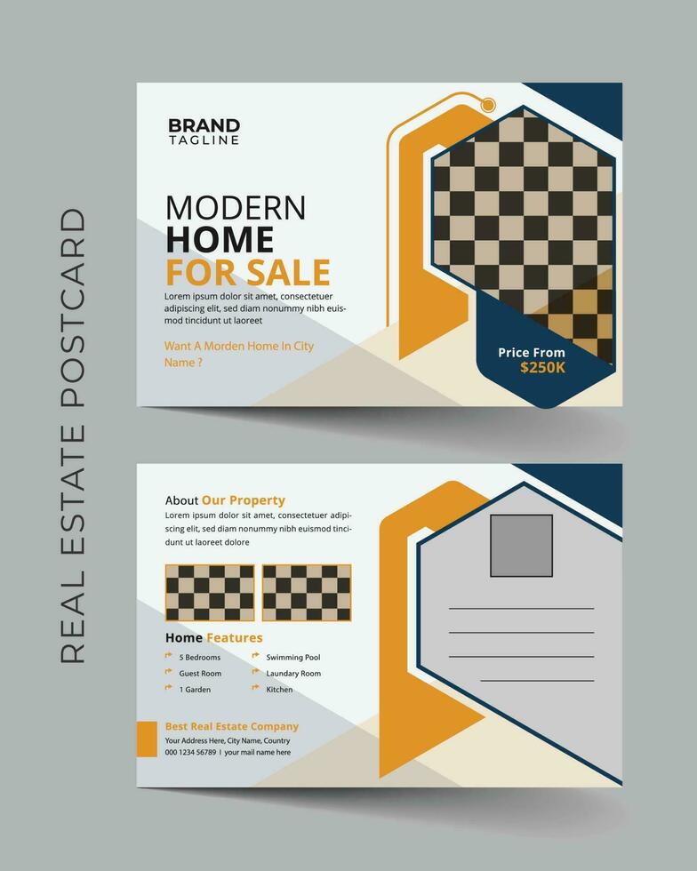 Corporate real estate postcard template design in vector