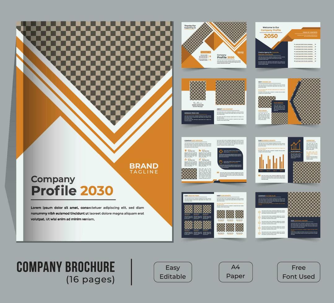 16 pages bifold company profile template design vector