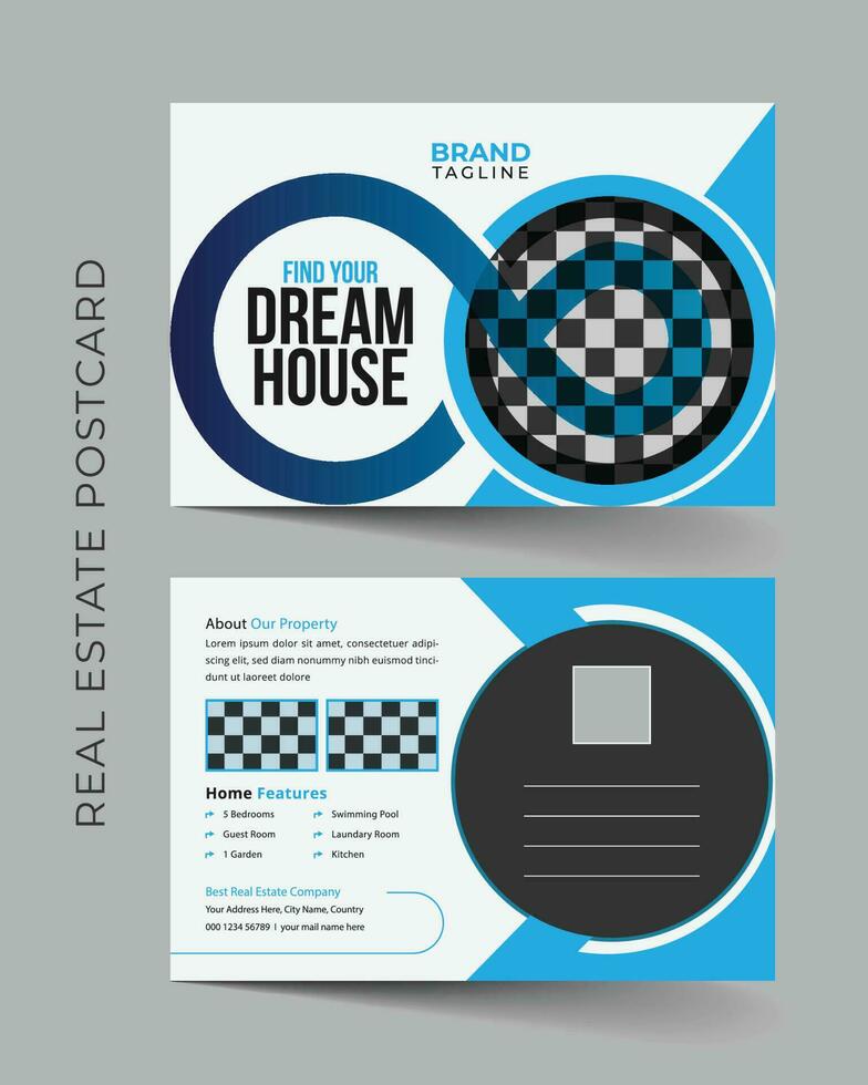 Corporate real estate postcard template design in vector